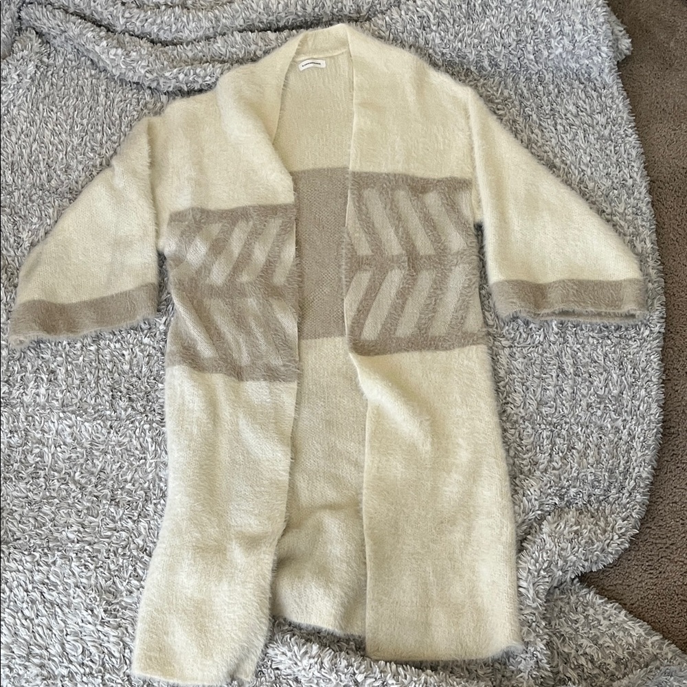 Anthropologie Cream and Tan Cardigan